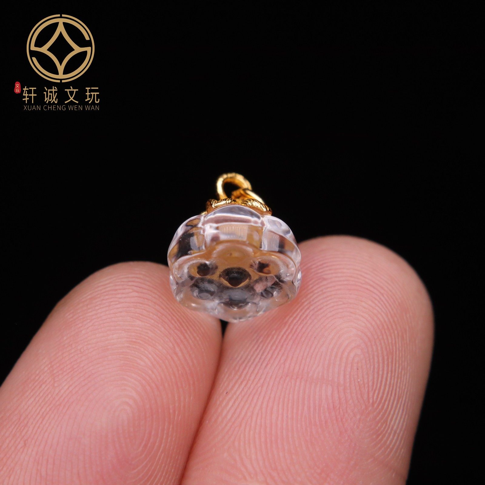 原创925银镀金水晶白莲花散珠DIY配饰配件隔珠文玩手串单珠配珠