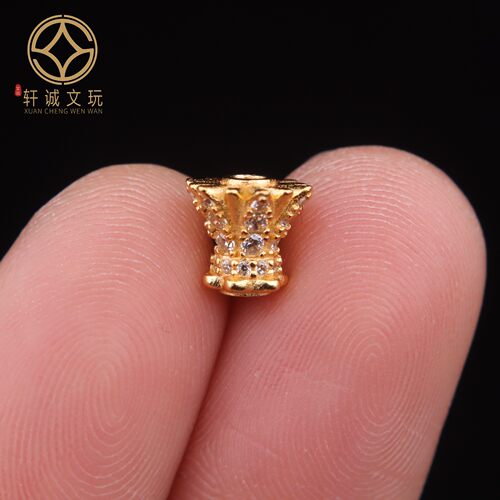 8MM银镀金佛塔925三通隔珠佛头串珠编绳diy文玩108手串配饰配件