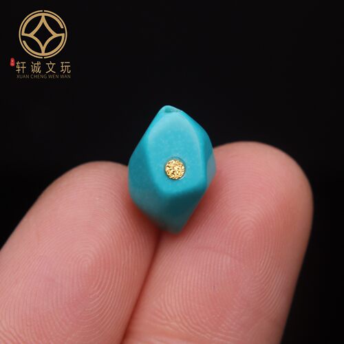 优化高瓷绿松石镶嵌古法金随型桶珠蒙松散珠手串手持108diy配饰