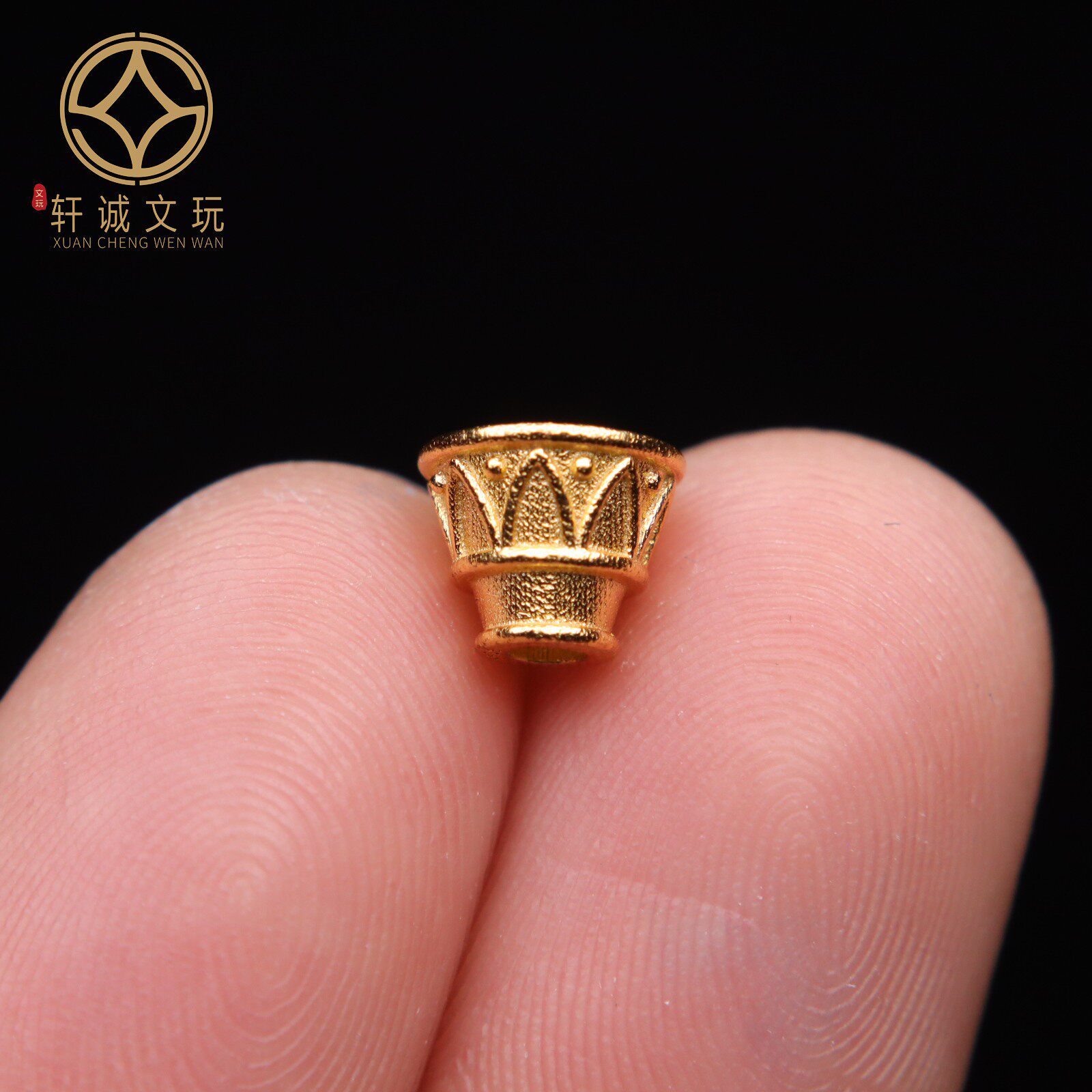 原创足银925镀金佛塔三通佛头手串长串手持diy配饰配珠手链配件