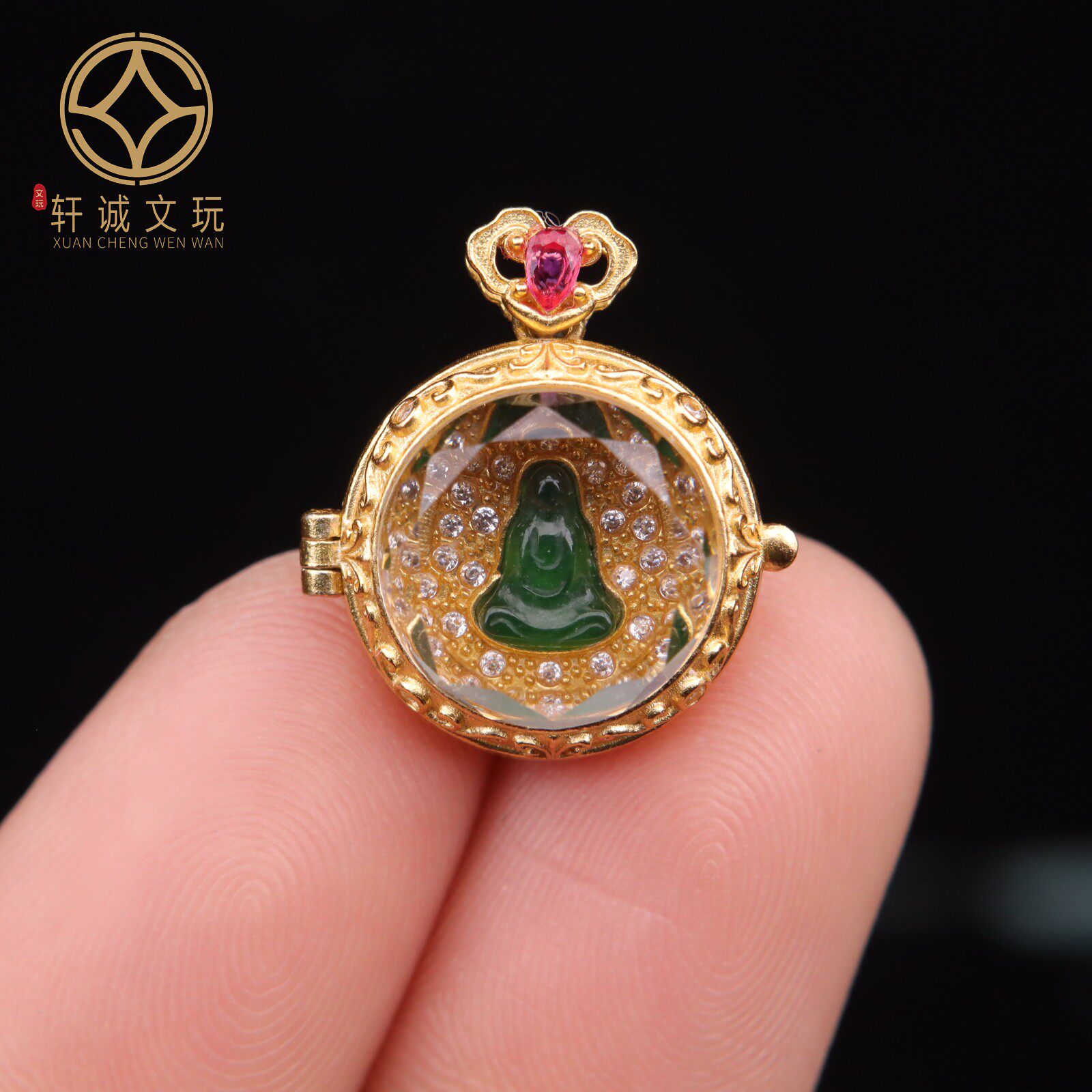 原创银镀金天然翡翠佛一念吊坠挂件配饰散珠diy手串手链配件饰品