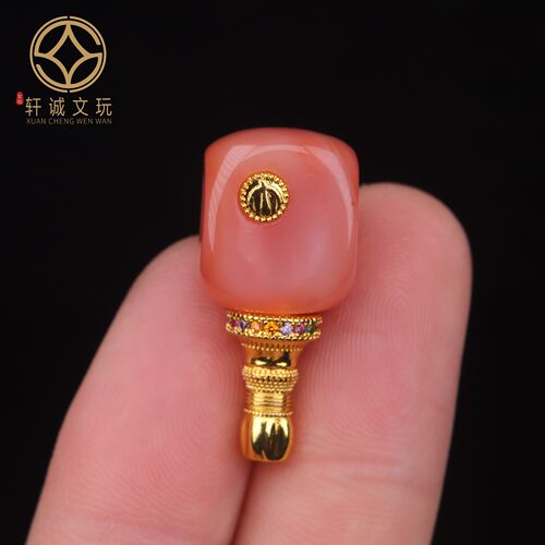 13MM粉玛瑙三通精工奶嘴方糖三通佛头隔珠手串长串108diy配饰