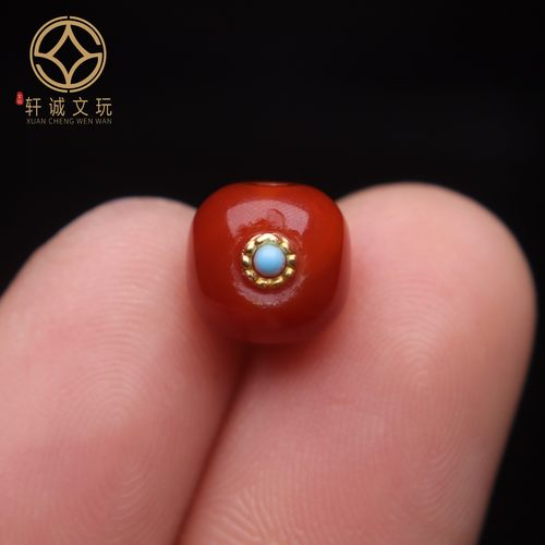 保真南红镶嵌松石凉山满肉满色玛瑙老型桶珠鼓珠散珠DIY配饰配珠