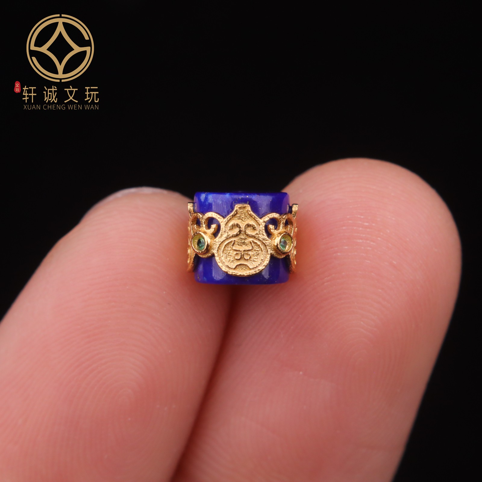 7.7MM青金石葫芦桶珠银镀金镶嵌天然镶嵌鼓珠隔珠diy配饰配珠配件
