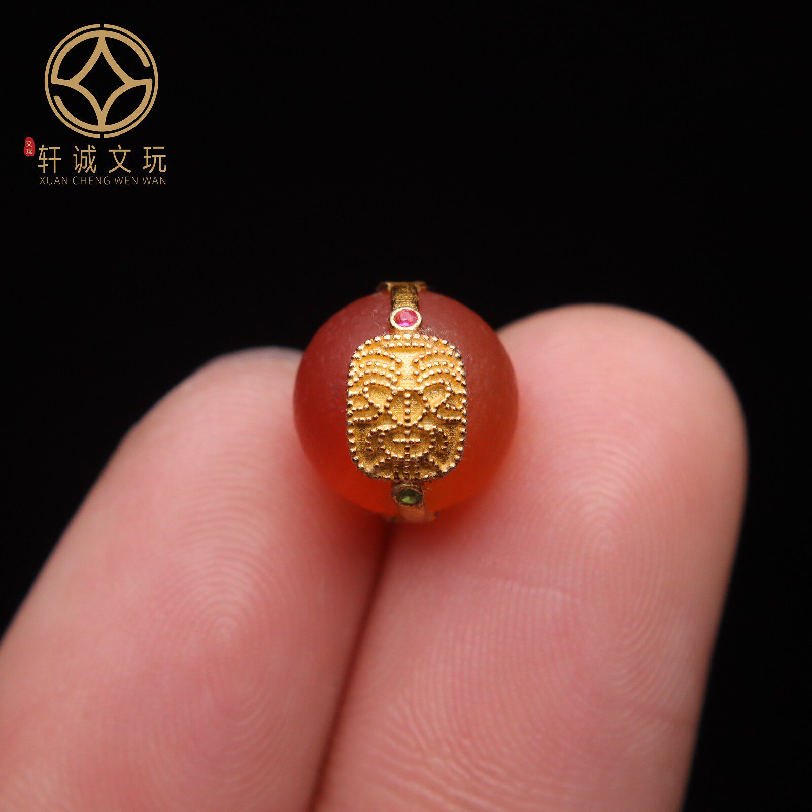 天然南红S925银镀金扎基拉姆隔珠散珠圆珠子DIY文玩配饰配件配珠