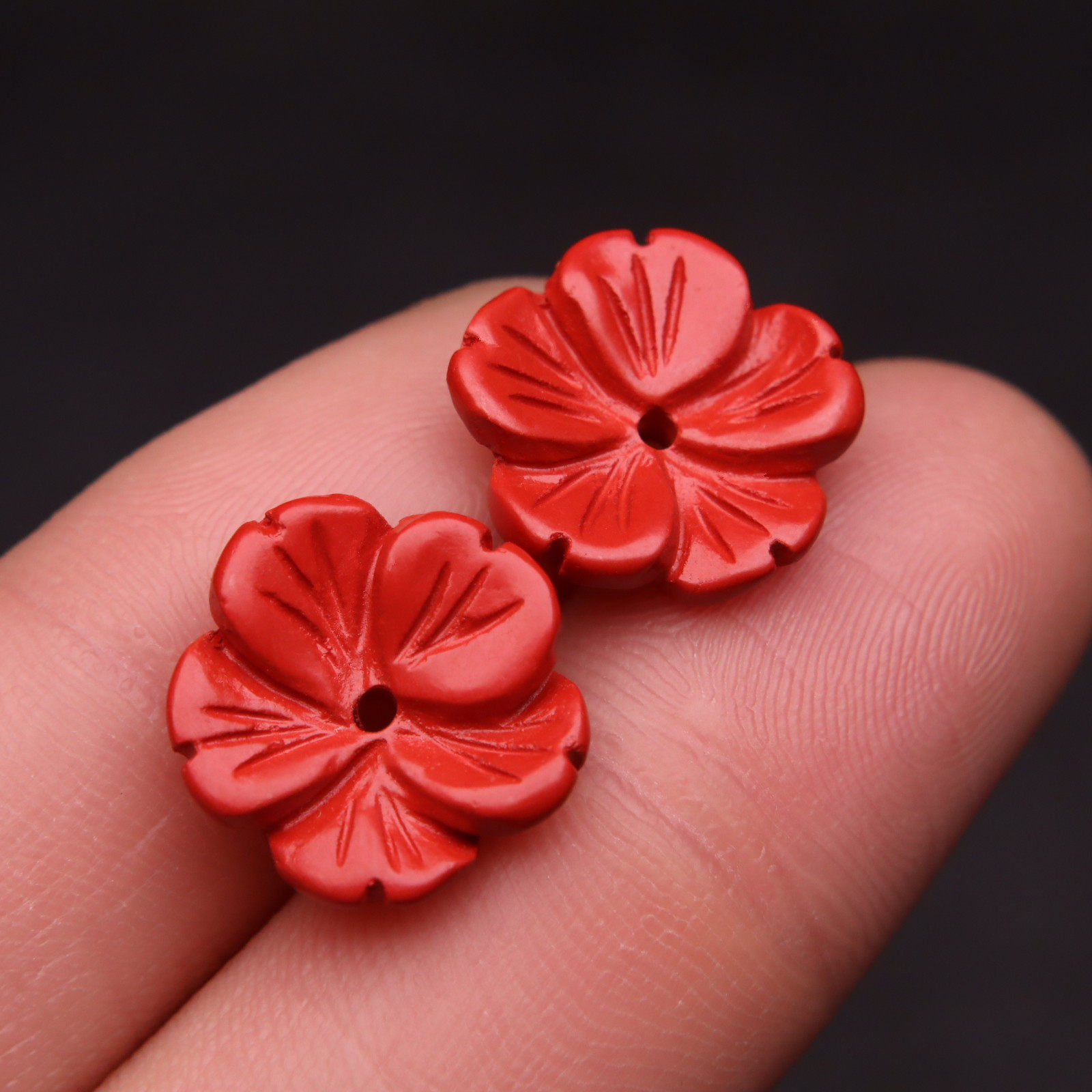 天然正品朱砂花瓣花朵小花隔片隔珠隔珠金刚星月菩提手串文玩配饰