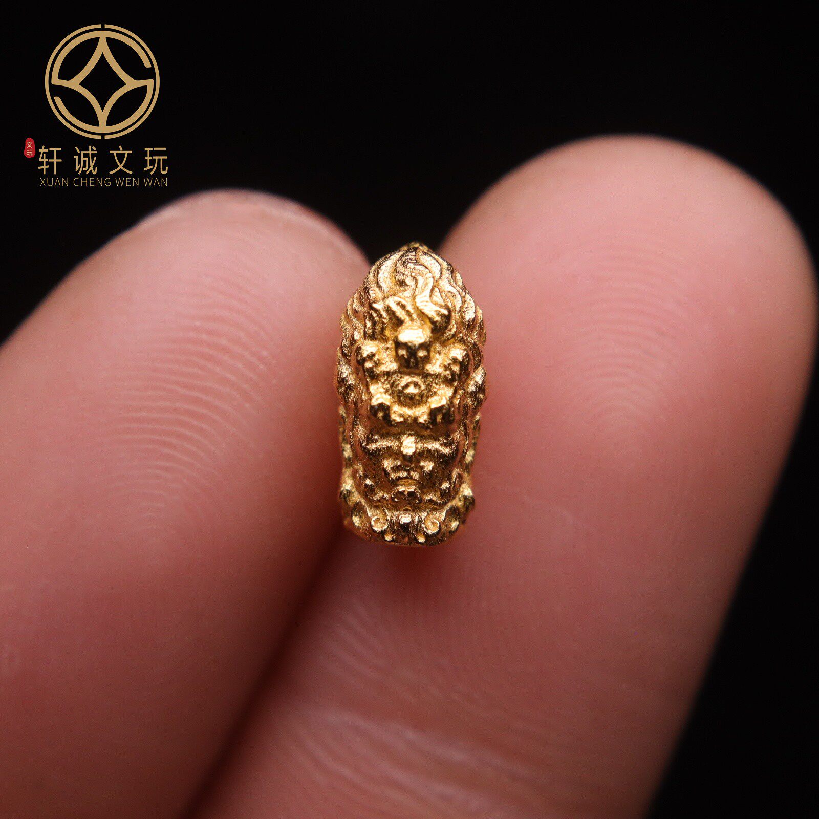 原创足银925银镀金黑天度母三通隔珠手串串珠编绳diy文玩配饰