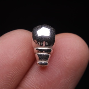 原创足银925螺旋纹三通佛头金刚星月菩提手串长串手持diy文玩配饰