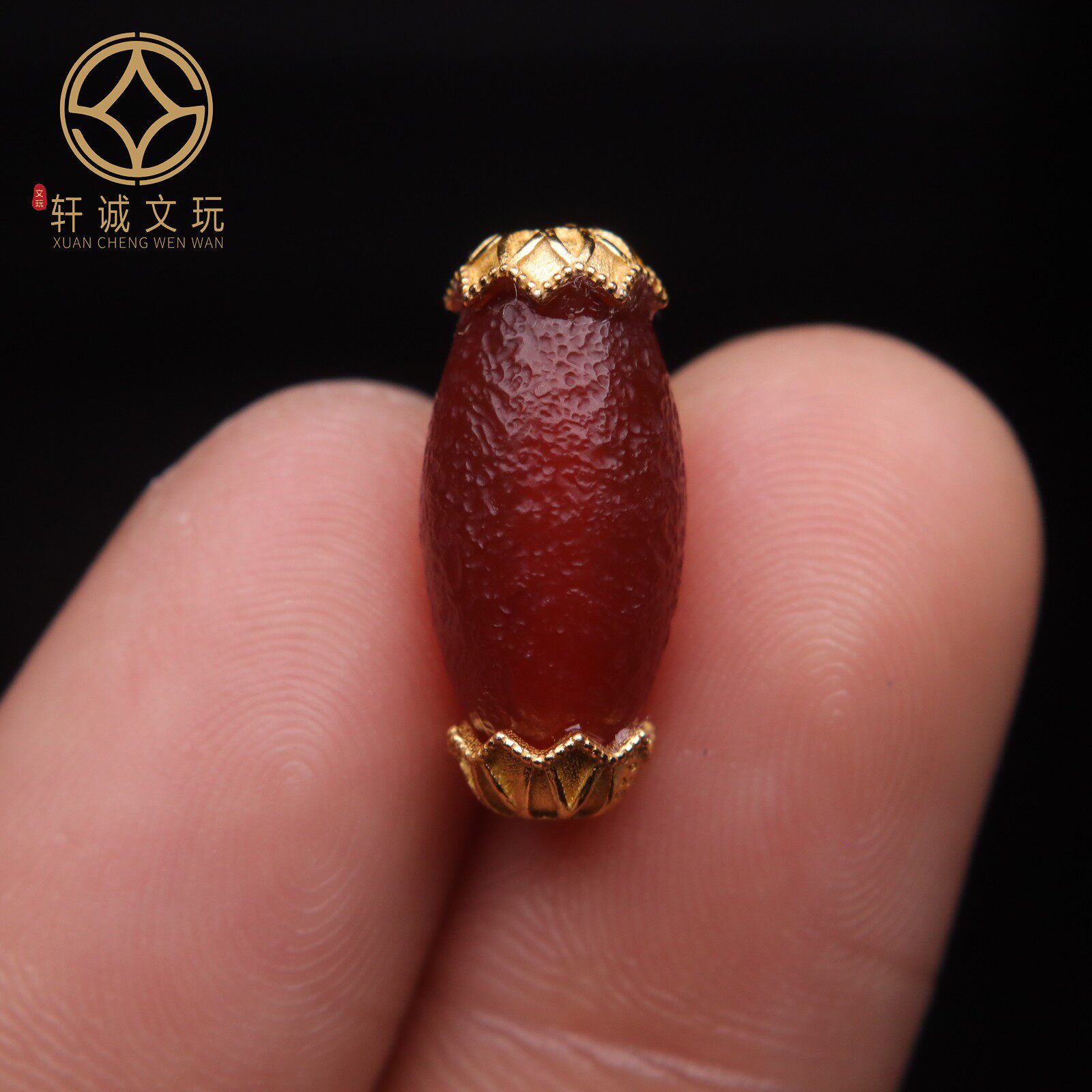 古法金S925银镀24k金镶南红玛瑙桶珠diy文玩佛珠手串手链文玩配件