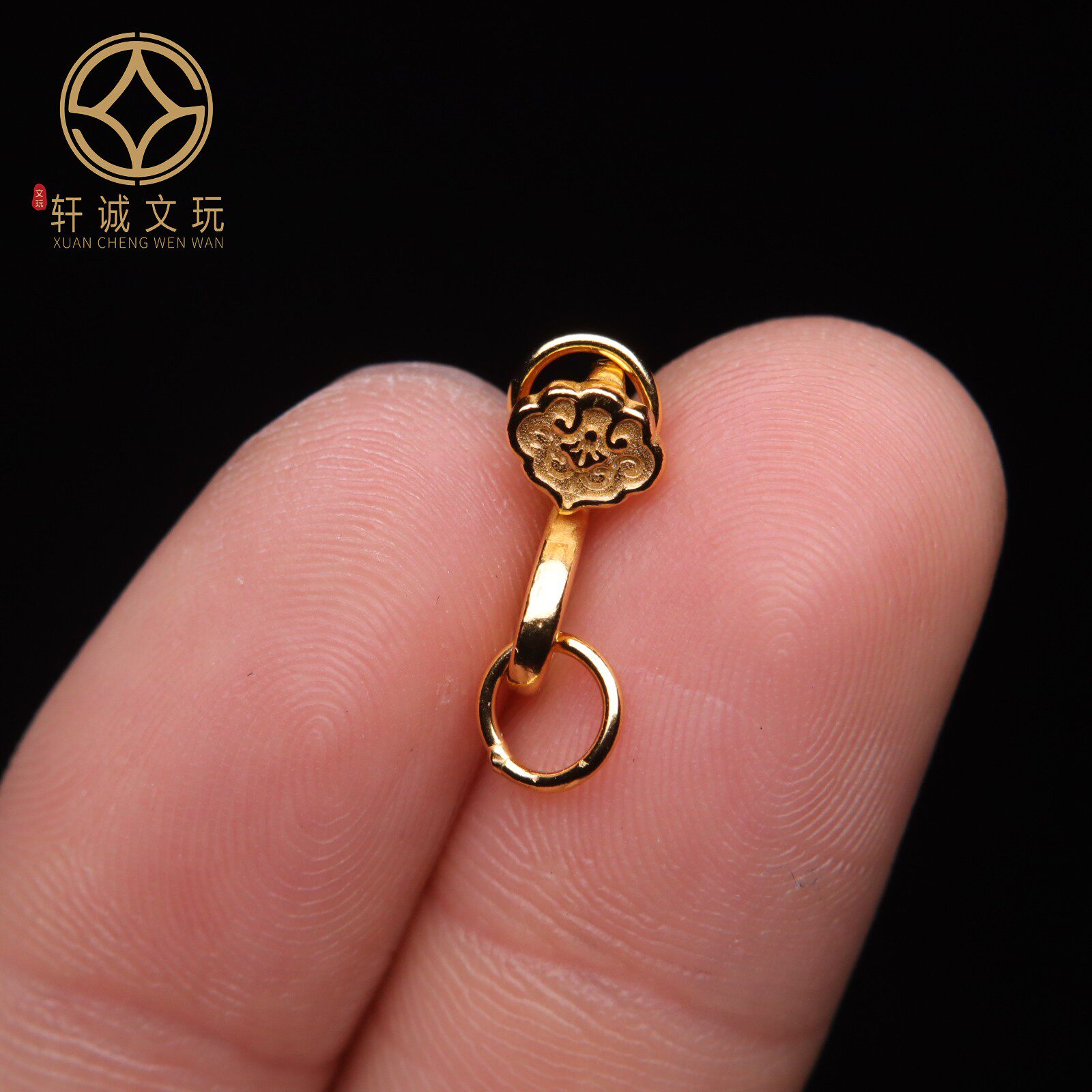 原创纯银镀金925如意卡子万能扣隔片垫片隔珠手工串珠diy文玩配饰