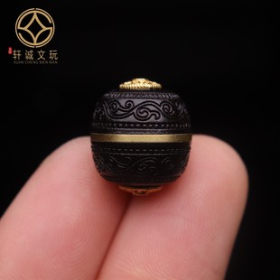 银镀金配件镶嵌天然黑檀木回纹桶珠文玩金刚星月菩提散珠配饰配件