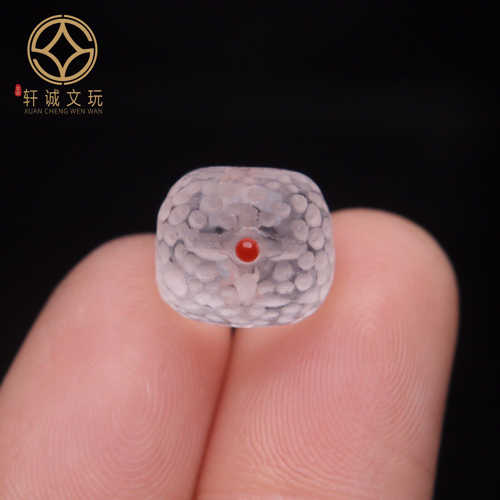 原创天然水晶镶嵌南红陨石纹桶珠鼓珠隔珠散珠圆珠子DIY文玩配饰
