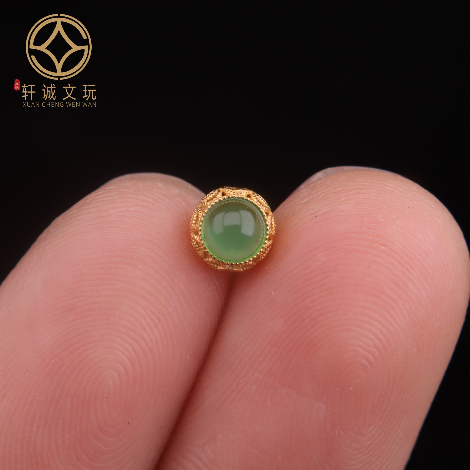 原创925足银镀金镶碧玉玉髓桶珠隔珠diy手工配件文玩配饰配件散珠
