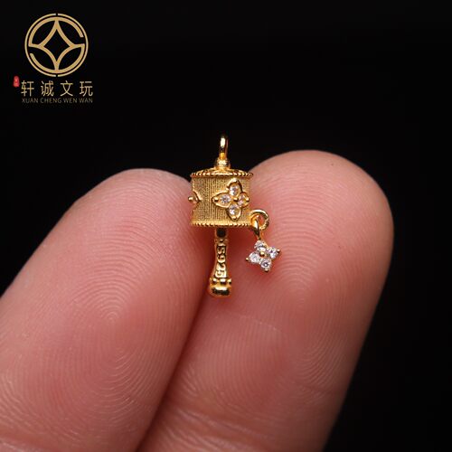 原创足银925银镀金转经桶珠顶腰珠隔珠手串手工串珠diy文玩配饰