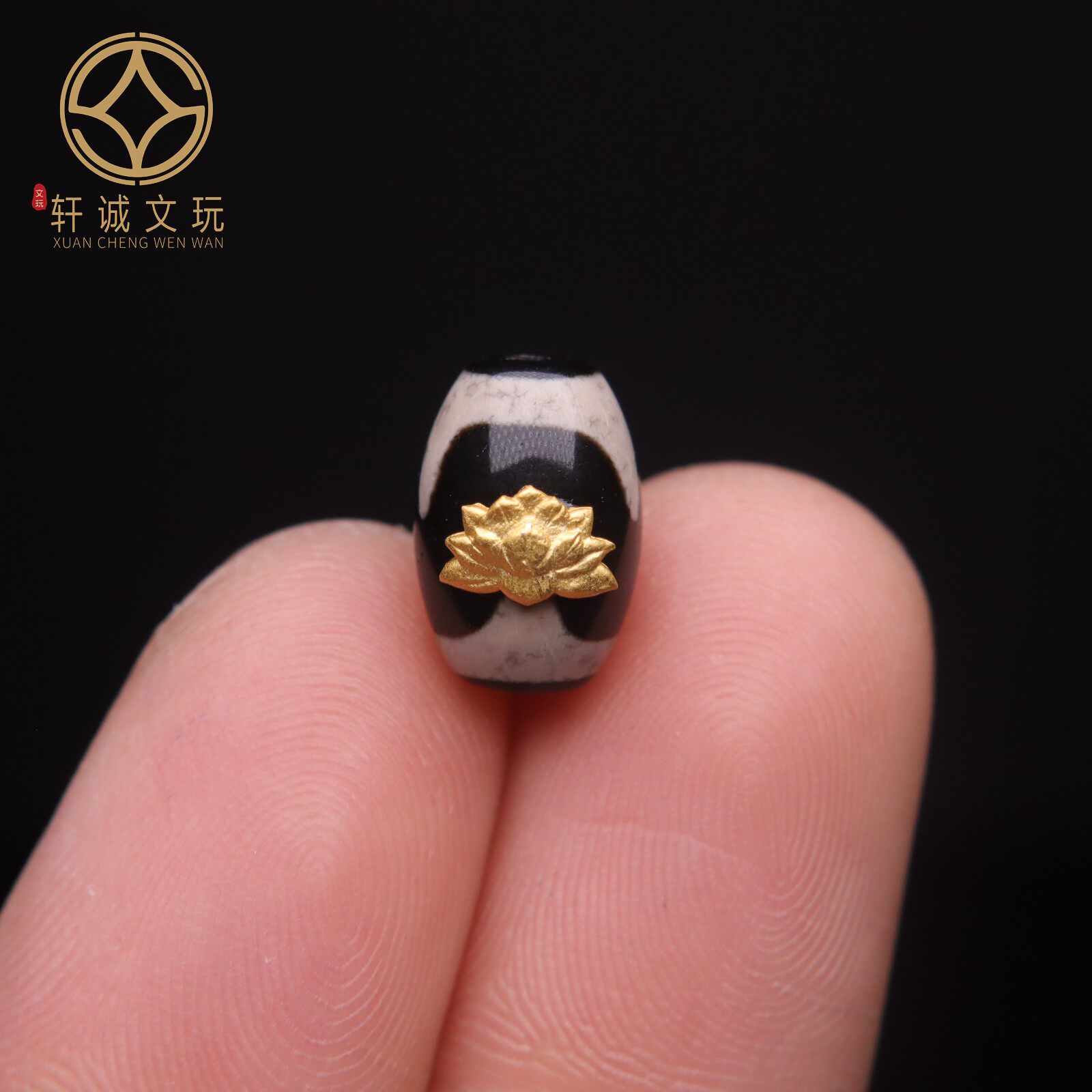 原创银镀金玛瑙天珠镶嵌莲花桶珠散珠手串diy文玩配件配饰手串珠