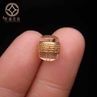 古法金配件天然水晶镶嵌五条经文隔珠散珠圆珠子DIY文玩配饰配件