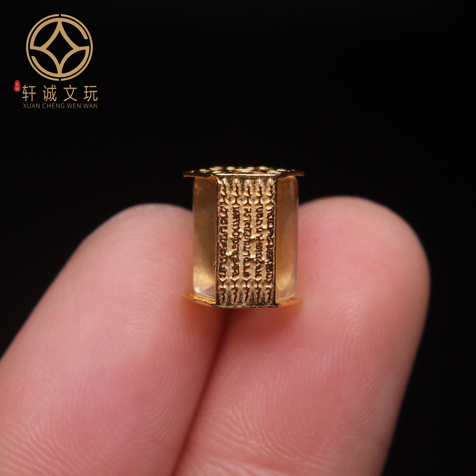 原创银镀金天然水晶镶嵌五条经文桶珠隔珠散珠DIY文玩配饰件配珠
