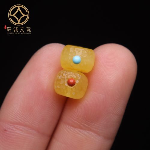 天然琥珀蜜蜡松石南红镶嵌桶珠隔珠散珠手串手链diy文玩配件配珠