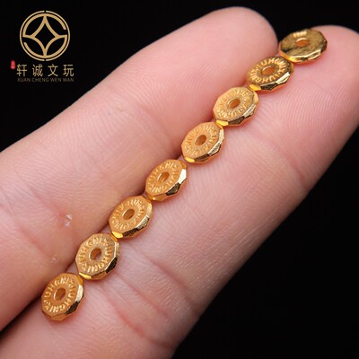 原创纯银925镀金文字字母无相隔片垫片隔珠长串串珠diy文玩配饰