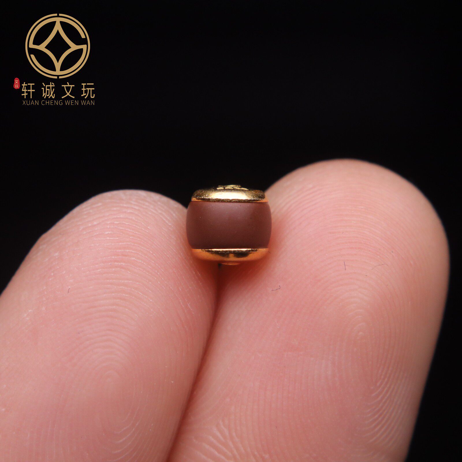 原创S925银镀古法金天然沉香木桶珠镶嵌老型桶珠散珠DIY配饰配珠