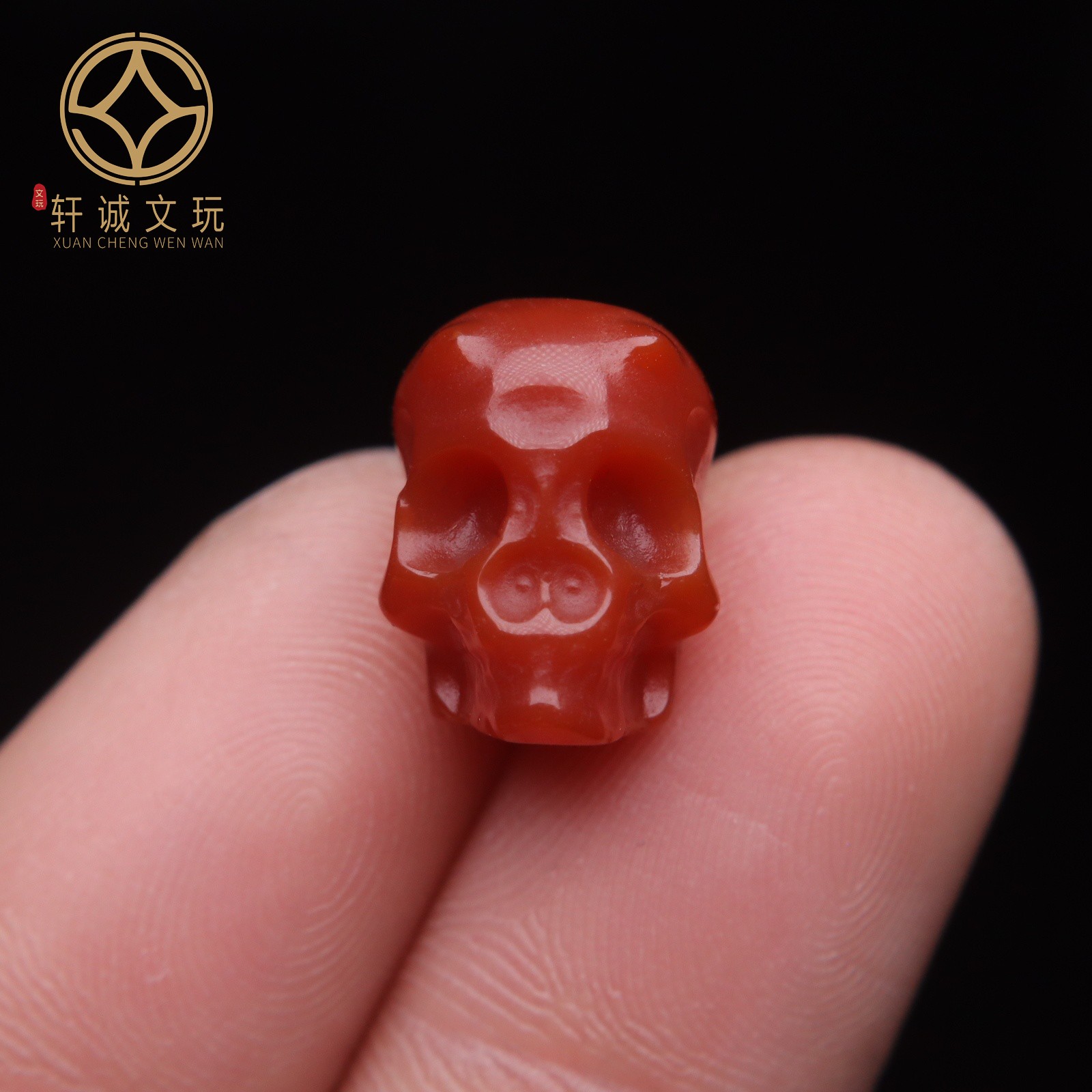 保真凉山满肉满色南红骷髅玛瑙桶珠雕刻件散珠DIY配饰新品配件