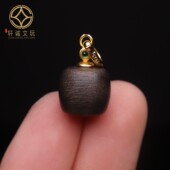 原创S925银镀金天然沉香木镶嵌吊坠散珠桶珠散珠DIY配饰配件配珠