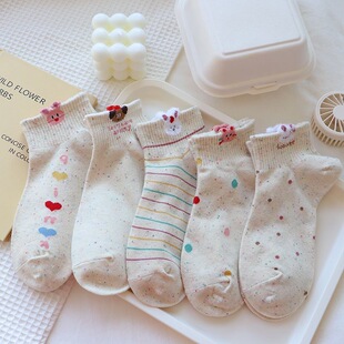 点纱小兔袜子女春夏学生短袜可爱卡通春秋短筒浅口新款 船袜ins潮