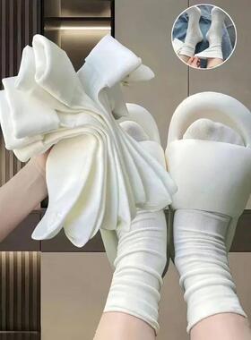 小红书同款/春秋无骨袜子月子日系学院风中筒袜秋季白色ins堆堆袜