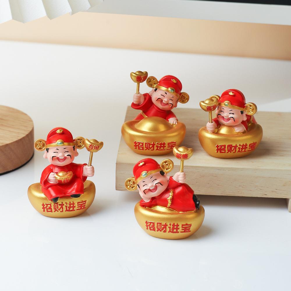 好运财神元宝财神爷弹簧摆件家居客厅办公桌面装饰品车载装饰摆件