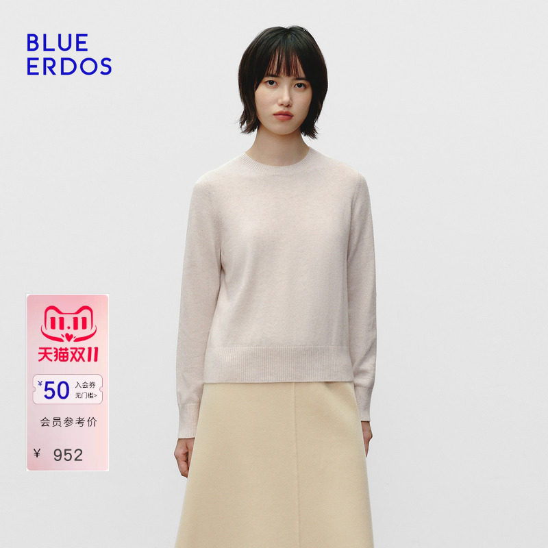 【100%山羊绒】BLUE ERDOS2026秋冬新品经典通勤圆领纯色针织套衫