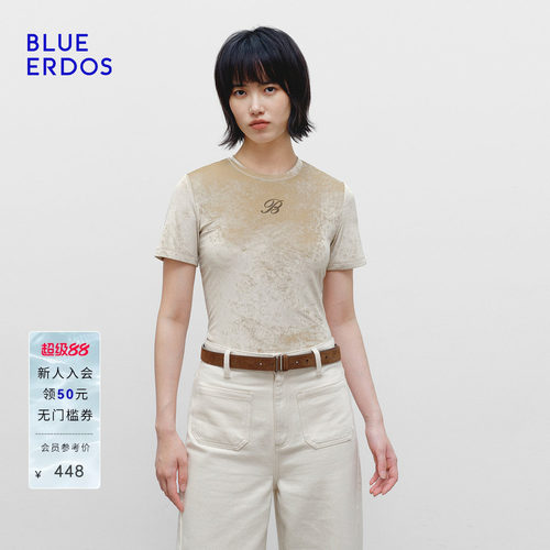 BLUE ERDOS 夏季新品通勤简约圆领印花女上衣