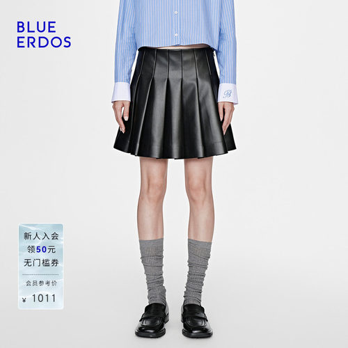 BLUE ERDOS2026早春新品摩登都市显瘦百褶A字半裙短裙女B2265N014
