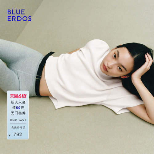 【零感羊绒】BLUE ERDOS春季松弛感羊毛羊绒圆领宽松短袖针织衫