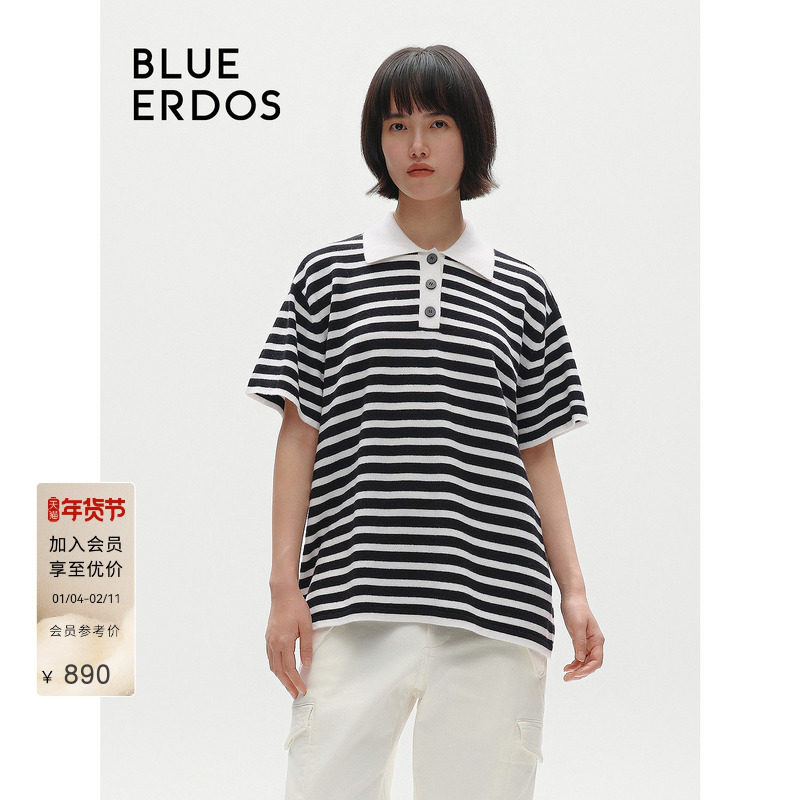 BLUE ERDOS 男女同款条纹短袖T恤B546A0001,女装/女士精品,羊绒衫,淘宝优惠券,粉丝福利购,淘宝优惠卷