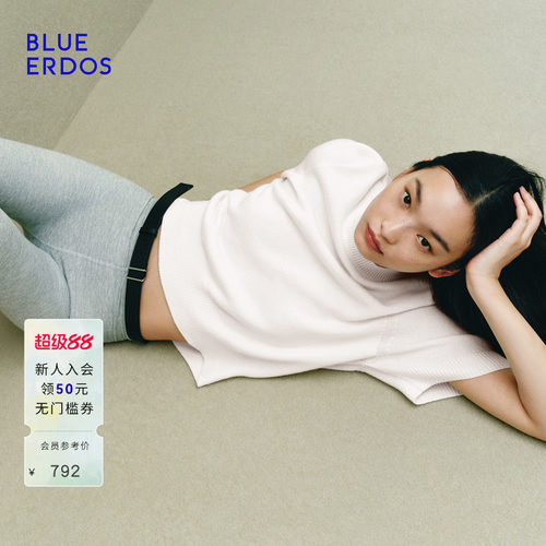 【零感羊绒】BLUE ERDOS春季松弛感羊毛羊绒圆领宽松短袖针织衫
