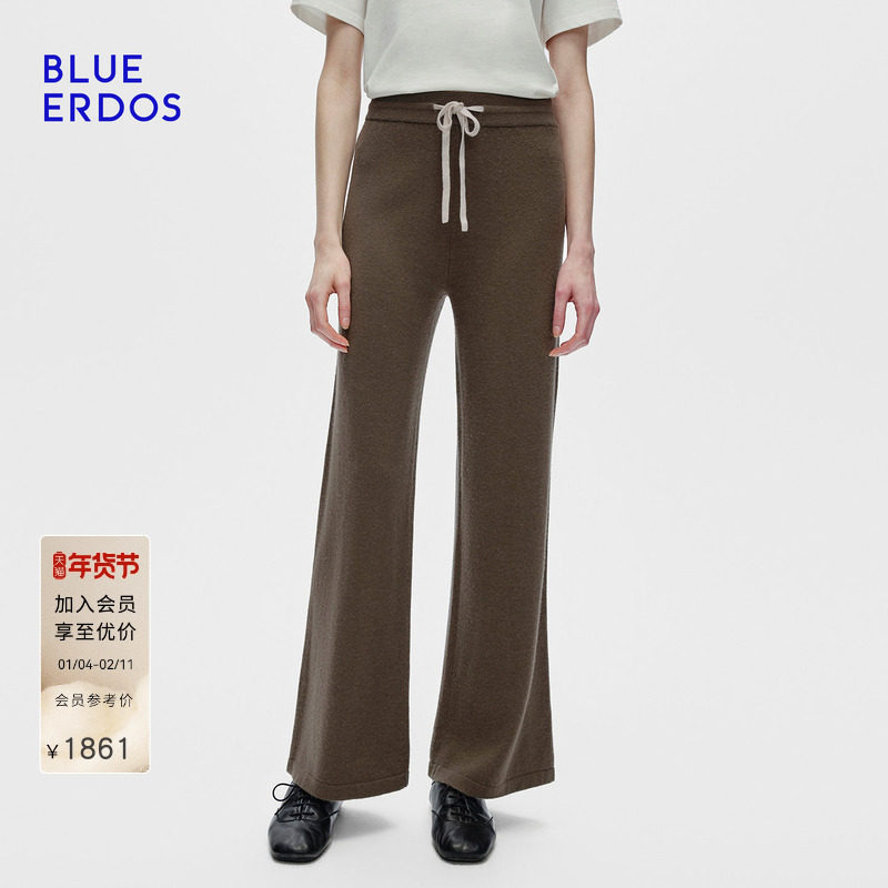 【100%山羊绒】BLUE ERDOS 冬季新品复古休闲直筒女裤B256C1003,女装/女士精品,休闲裤,淘宝优惠券,粉丝福利购,淘宝优惠卷