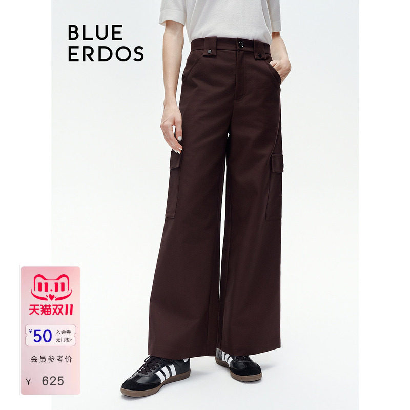 BLUE ERDOS通勤宽松直筒纯棉休闲工装裤女B246M1035