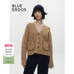 ERDOS慵懒V领针织开衫 BLUE B246A1011 100%山羊绒