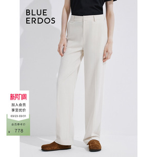 女B245M1004 长裤 BLUE ERDOS简约通勤高腰直筒白色西装