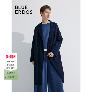 风衣外套B545J4001 翻领长款 BLUE ERDOS宽松简约插肩袖