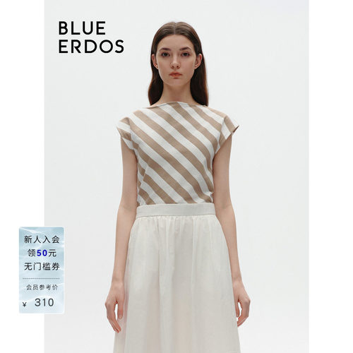 blueerdos一字领舒适纯棉上衣