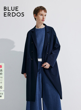 BLUE ERDOS宽松简约插肩袖翻领长款风衣外套B545J4001