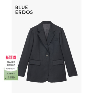 BLUE 外套B246J1003 ERDOS通勤一粒扣翻领绵羊毛西装