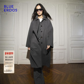 新简约率性深灰色翻领羊毛大衣女 ERDOS冬季 100%绵羊毛 BLUE