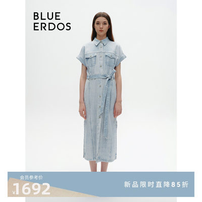 blueerdos系带女装牛仔连衣裙