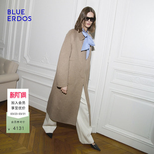 简约质感茶驼色长款 新品 翻领大衣外套B256K5006 ERDOS春季 BLUE