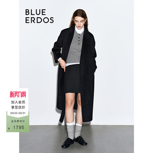 ERDOS春季 BLUE 复古百搭全羊毛双面呢毛呢大衣外套 100%绵羊毛
