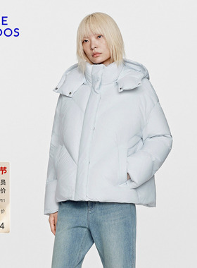 BLUE ERDOS冬季新品休闲百搭可拆卸帽短款宽松鹅绒羽绒服外套女