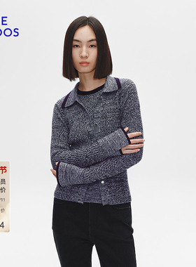 【100%绵羊毛】BLUE ERDOS冬季修身翻领针织开衫B255D1020