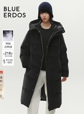 BLUE ERDOS 冬季百搭保暖白鸭绒中长款连帽羽绒服B546JG001